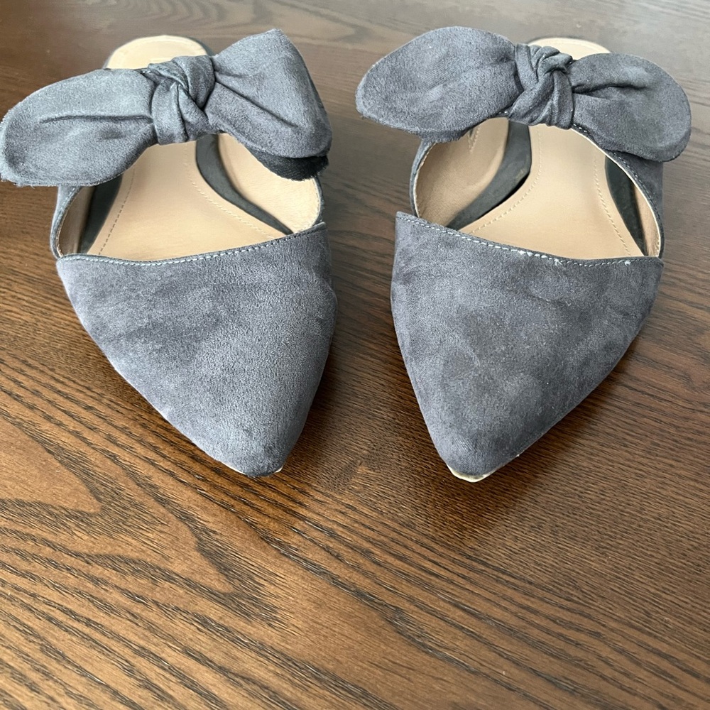 LOFT Grey Suede Bow Mules - Picture 4 of 7